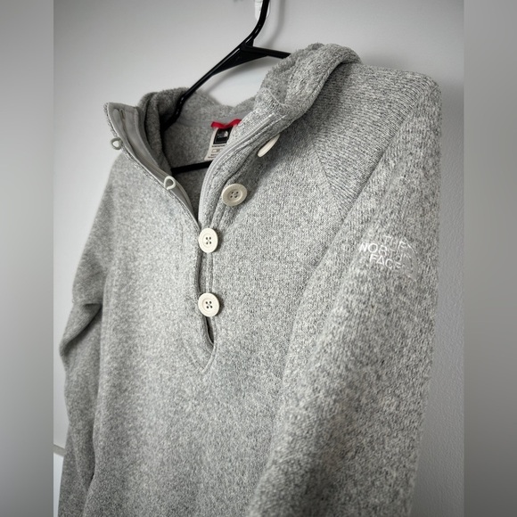 The North Face Grey Hoodie Sweatshirt, 1/4 Zip Womens Size Small Pullover - Picture 2 of 5